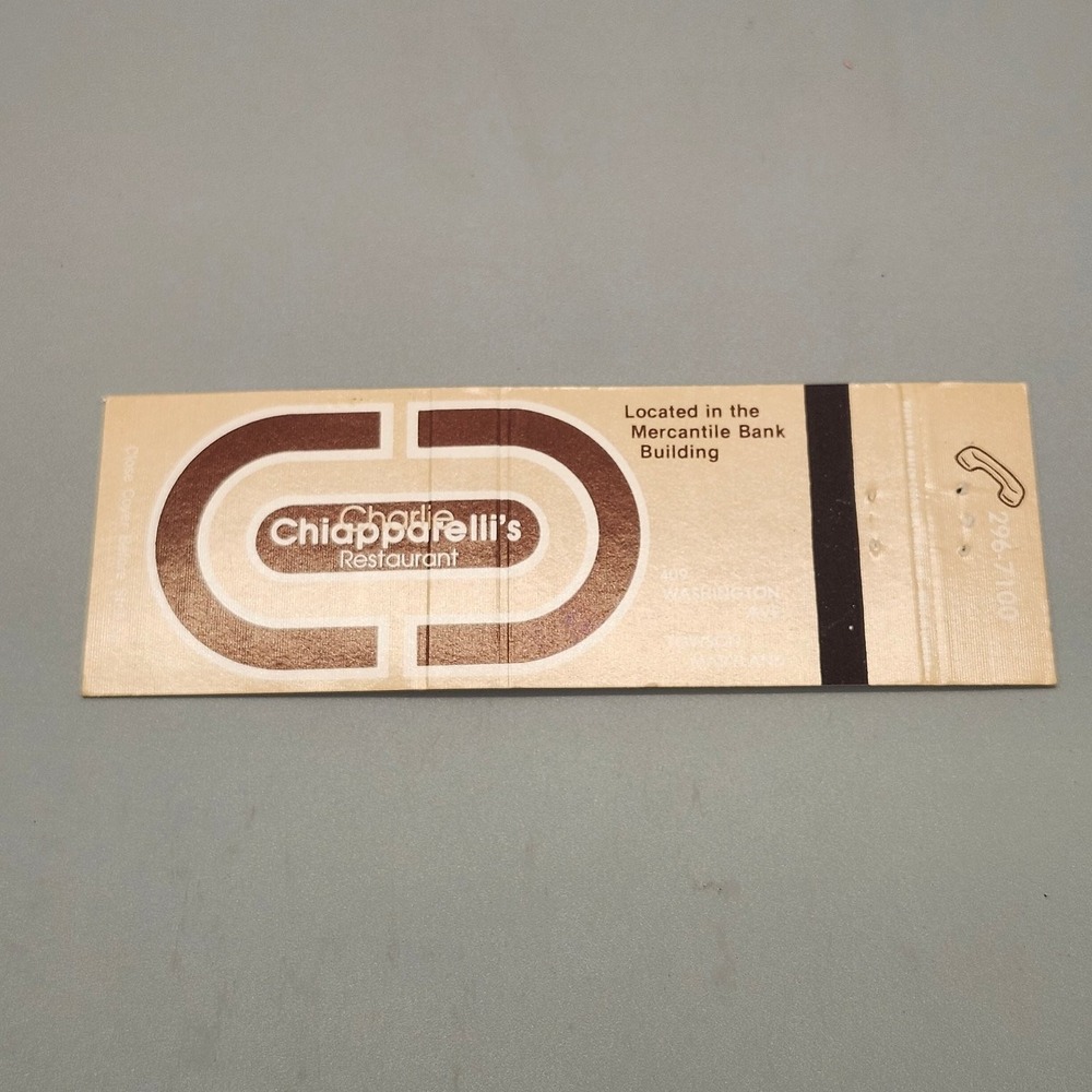 Vintage Charlie Chiapparelli's Restaurant Matchbook Cover St. Louis MO